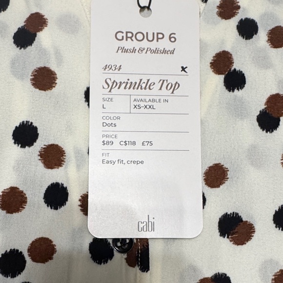 CAbi ‘sprinkle top’ Sleeveless Blouse - Black and Brown on White - Picture 2 of 2